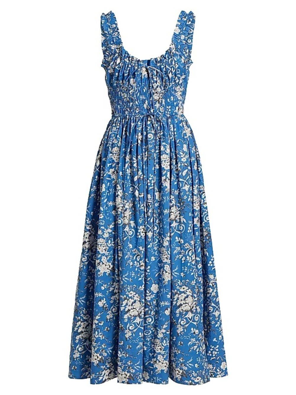 Doen Women’s Emmaretta Floral Cotton Cocktail Dress Size S in Blue Cottagecore